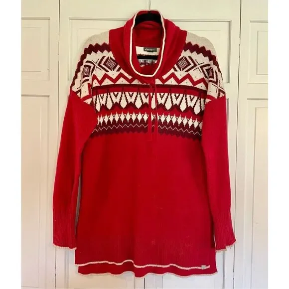 Eddie Bauer wool fairisle Cowlneck sweater m - Picture 3 of 9